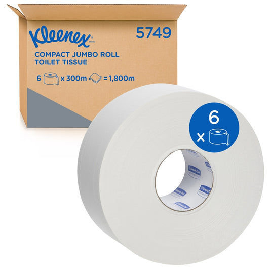 Kleenex  5749 Compact Jumbo Toilet Tissue Roll 2 Ply 300m