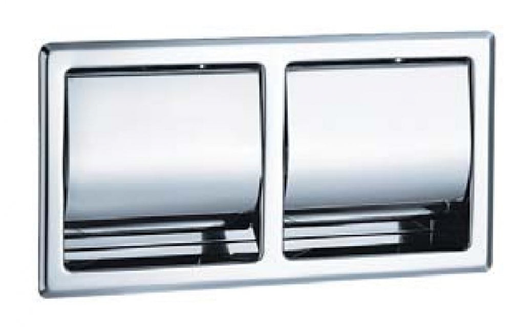 Bradley 5128 Dual Toilet Roll Dispenser Recessed Hooded