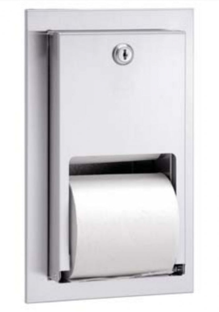 Bradley  5412 Double Toilet Roll Dispenser Recessed Lockable
