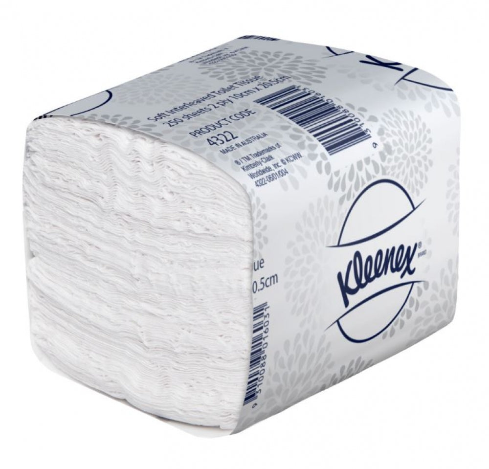Kleenex  4322 Executive Soft Interleaved Toilet Tissue Paper 2 Ply Bulk Buy