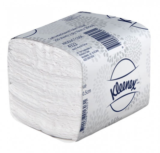 Kleenex  4322 Executive Soft Interleaved Toilet Tissue Paper 2 Ply Bulk Buy