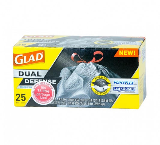 Glad ForceFlex  GFFGB25 Garbage Bags Drawstring 75L
