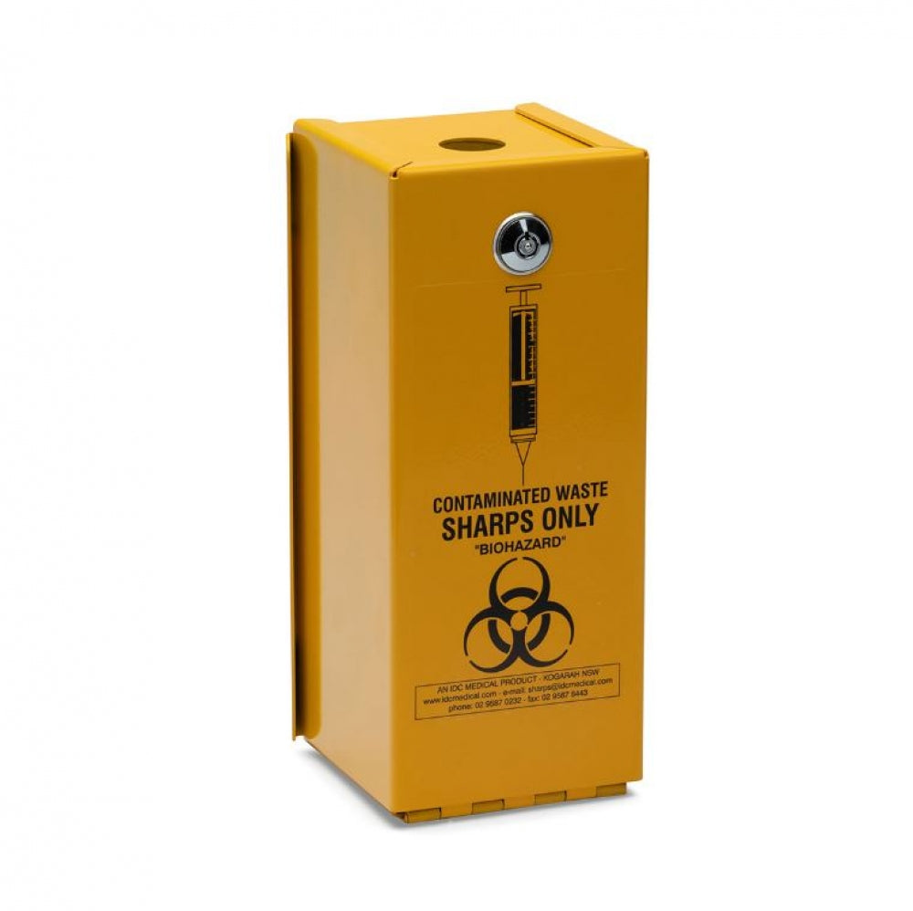 IDC Medical YA1.4L-H Steel Security Safe Sharps Container Hinged 1.4L