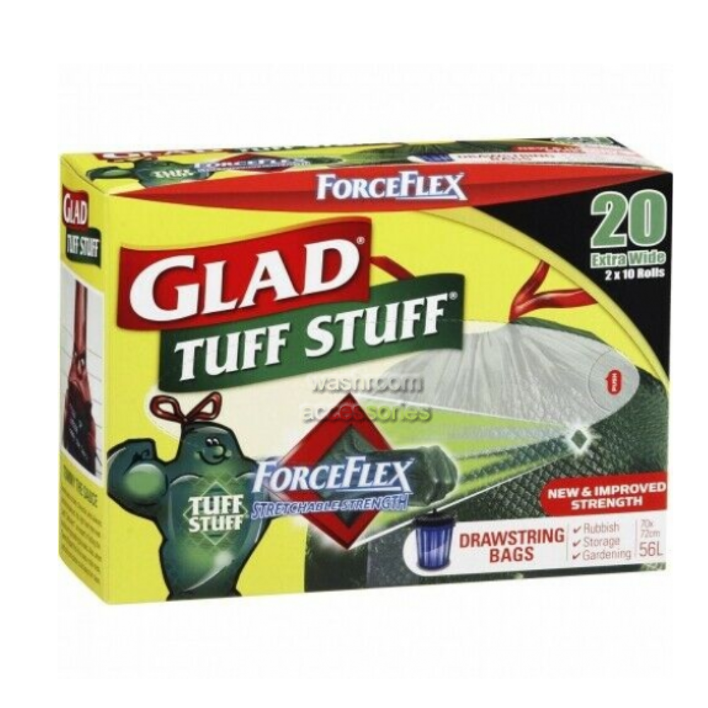 Glad ForceFlex Tuff Stuff Garbage Bags Drawstring 55L