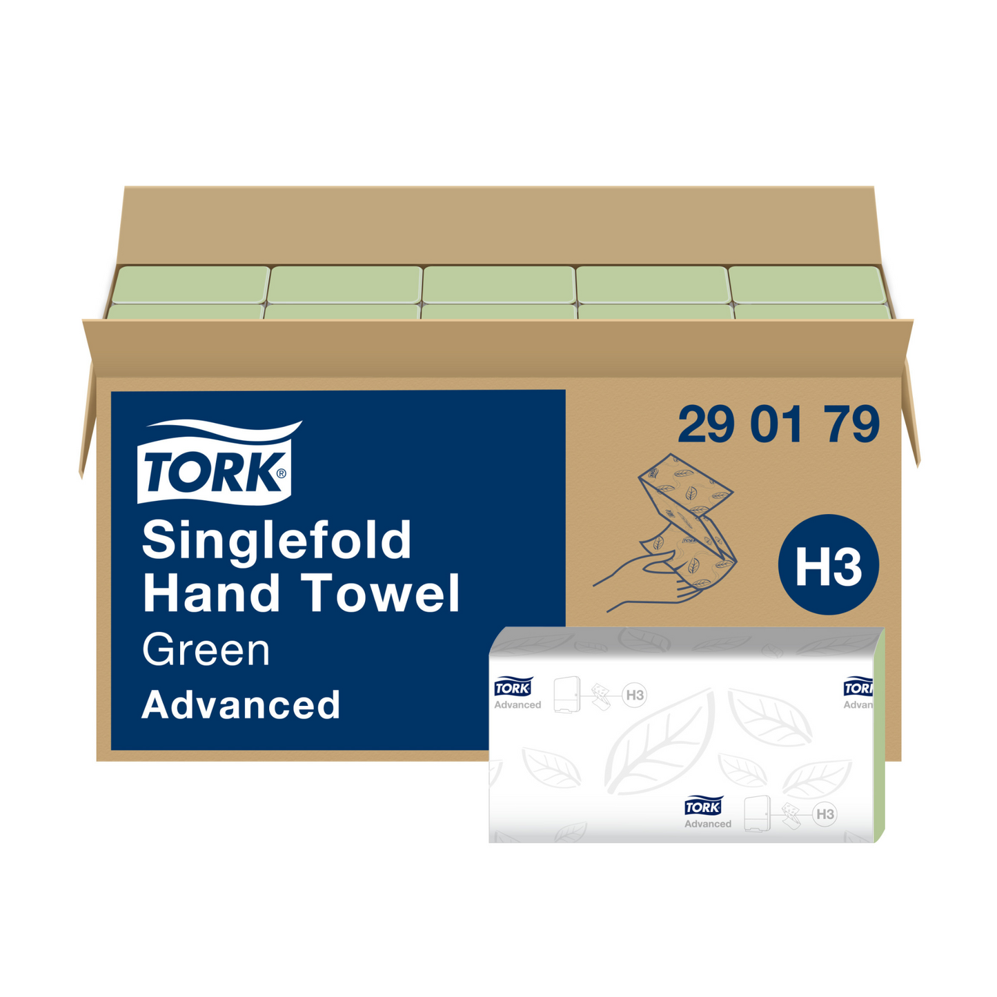 TORK H3 Singlefold  290179 Green Hand Towel SingleFold Advanced