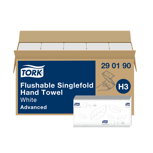 TORK H3 Singlefold  290190 Singlefold Hand Towel Flushable Advanced