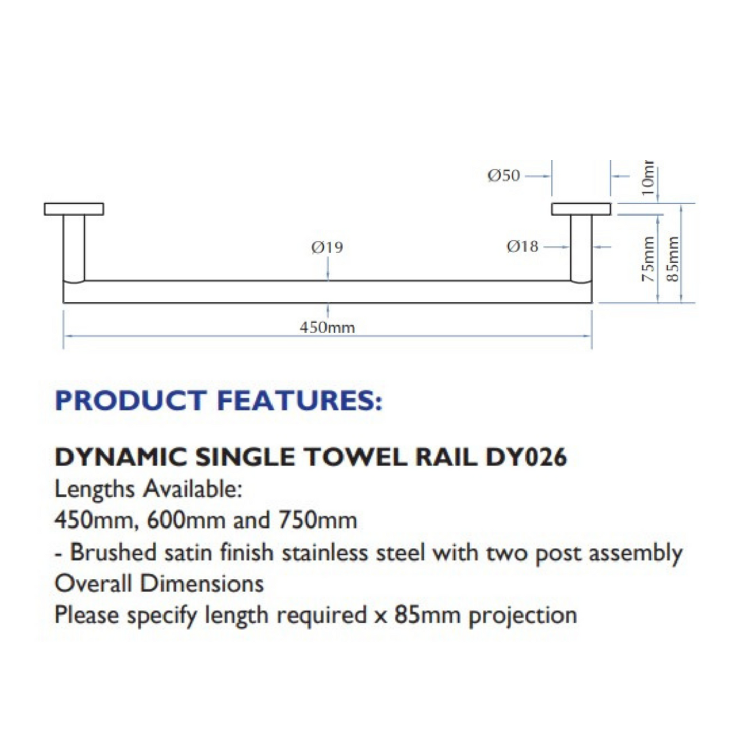 Bradley Dynamic DY026 Single Towel Rail