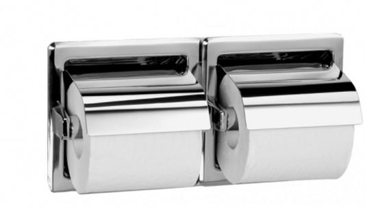 Bradley  5123 Dual Toilet Roll Holder Hooded Recessed