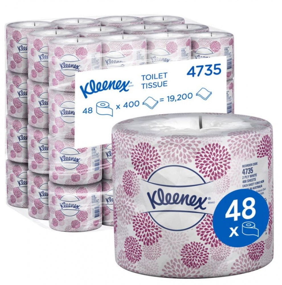 Kleenex  4735 Kleenex Toilet Tissue Paper Rolls 2Ply 400 sheet - Bulk Buy