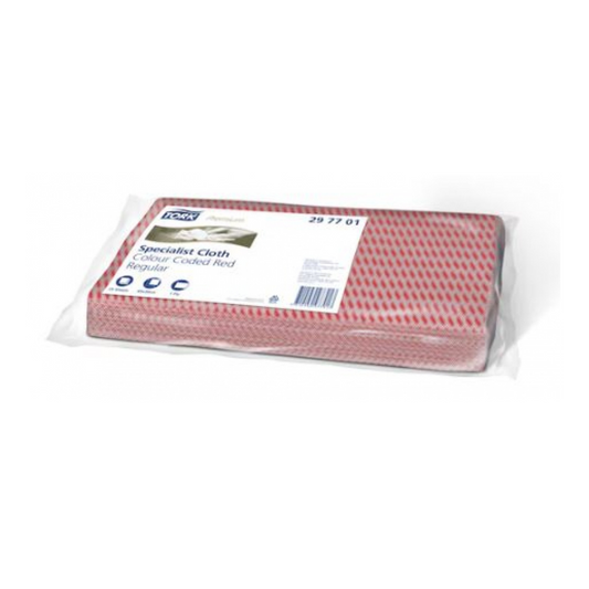 TORK  297701 Red Cleaning Cloth Folded